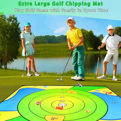 Battle Golf Chipping Game, 80”x80” Large Chipping Mat,Play Outdoor Sticky Golf for Adults,Unique Multiplayer Indoor Outdoor Chipping Game,Friends Family Yard Target Game