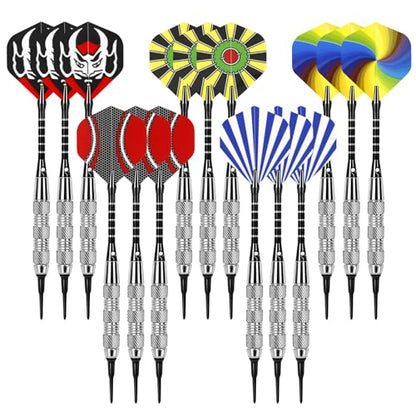 Darts Plastic Tip - 15 Pack Soft Tip Darts Set for Electronic Dartboard - 18 Grams Soft Darts Set with 100 Extra Dart Tips, Aluminum Shafts, Dart Flights, Flight Protectors and Rubber O-Rings