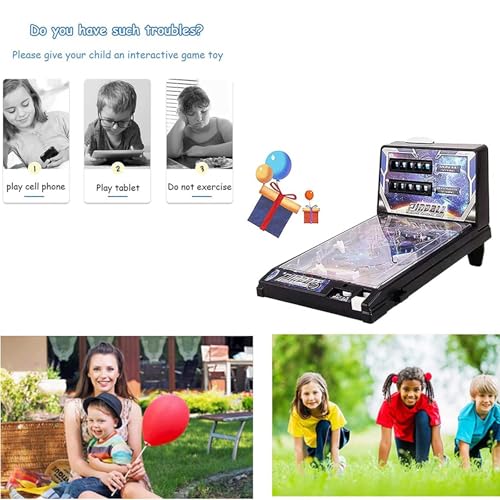 PHATM Mini Pinball Toys Classic Arcade Game Machine Electronic Arcade Pinball Machine Tabletop Marble Game with Scorer Lights Sounds