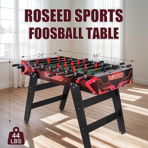 46" Full Size Foosball Table, Soccer Game Table with Footballs for Game Room, Adults Kids Family