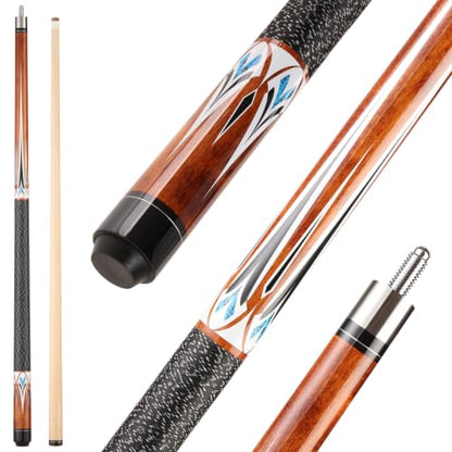 Pool Cue Stick - 58 inch Maple Billiard Pool Stick, 19/20/21 oz 1/2 Maple Pool Cue Stick Kit, 2-Piece Billiard Pool Cue Stick - color: Brown With Case (20 oz/12mm)
