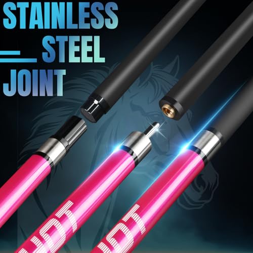 Carbon Fiber Pool Cue Stick 58" Professional Pool Sticks for Adults Full Carbon Technology Tacos De Billiar Low Deflection Billiard Pool Table Cues 3 Colors Available - color: Rose Red-H1