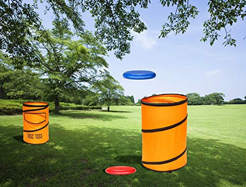 Win SPORTS Folding Disc Toss Game Set - Flying Disc Toss Dunk Game Set - Includes 2 Disc Targets with Bean Bag & 2 Flying Discs & Carrying Case - Great for Backyard,BBQs,Tailgating