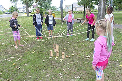 Fröbel Tower Community Game - Stacking Game Made of Beech Wood for up to 24 Players - Team Building Outdoor Game for Children and Adults Cloth Bag