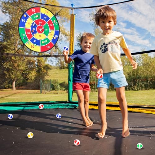 Lunmon 29" Trampoline Dart Board Game Accessories, Trampoline Toss Game Dartboard with 20 Sticky Balls, Indoor & Outdoor, Sport Fun Party Play Toys for Birthday Gifts - style: Classic Style 100 Score