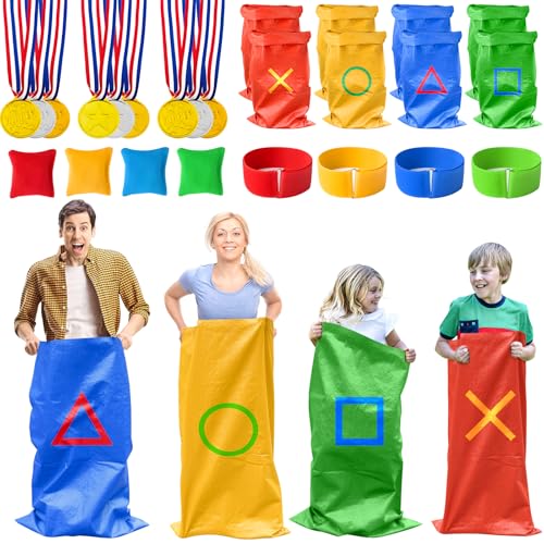 Potato Sack Race Bags, Easter Sack Race Bags for Adults and Kids Outdoor Games Backyard Games Party Birthday Games Carnival Field Day Lawn Family Reunion Games - color: 25 Pieces - 4 colors
