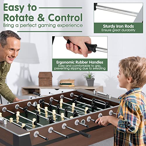 Giantex Foosball Table Adult Size - 54" Foosball Table Full Size with 2 Balls, Wood Football Table, Arcade Soccer Table Game for Kids Adults, Game Room, Home, Office, Party