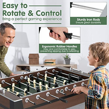 Giantex Foosball Table Adult Size - 54" Foosball Table Full Size with 2 Balls, Wood Football Table, Arcade Soccer Table Game for Kids Adults, Game Room, Home, Office, Party