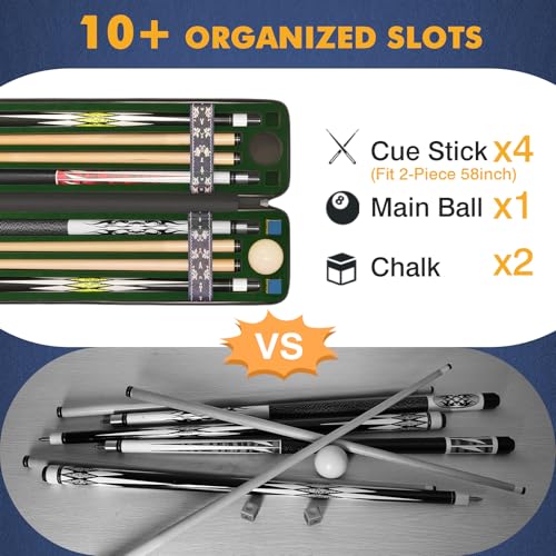 PEKREWS 1x1 Soft Cue Bag Black & 4x4 Hard Pool Cue Case Black Set