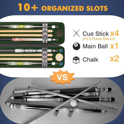 PEKREWS 1x1 Soft Cue Bag Black & 4x4 Hard Pool Cue Case Black Set