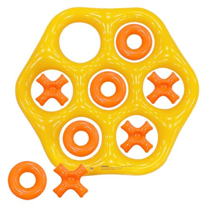 Tic-Tac-Toe Pool Toys Game Set, Giant Floating Tic Tac Toe Game, Pool Toys Party Game for Adults Teens, Summer Water Party Backyard Beach Yard Field Day Outdoor Activities - color: Orange and Yellow
