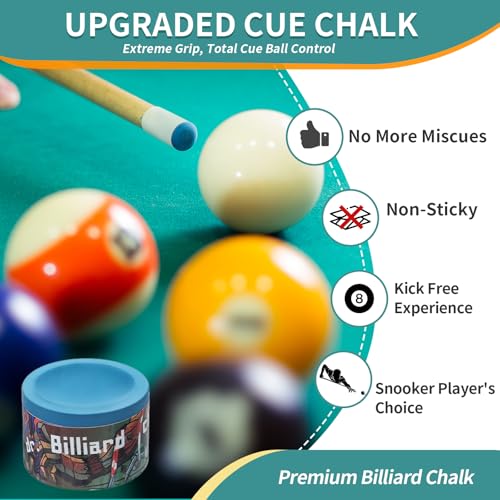 Pool Cue Chalk 1 Pack, Premium Round Pool Stick Chalk Billiard Table Accessories for Professional Tournament, Clubs, Bars, Home (Outstanding Performance, Reduce Miscue, Durable)- Blue - color: Blue-1 Pack