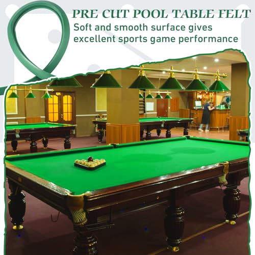 Mixweer Billiard Cloth for 8 ft Pool Table Pre Cut Felt with 6 Cloth Strips and 6 Pool Table Rubber Bumpers for Bars, Clubs, Hotels Replacement - color: Green