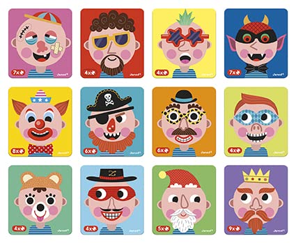 Janod - Magnetibook 83 Pc Magnetic Boy Crazy Face Dress Up Game - Decorating Fridge with Magnetic Letters - Enhances Creativity and Learning - Boosts Self-Confidence - Portable and Easy Storage - style: Boy Crazy Faces Dress Up