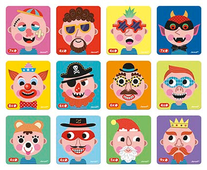 Janod - Magnetibook 83 Pc Magnetic Boy Crazy Face Dress Up Game - Decorating Fridge with Magnetic Letters - Enhances Creativity and Learning - Boosts Self-Confidence - Portable and Easy Storage - style: Boy Crazy Faces Dress Up