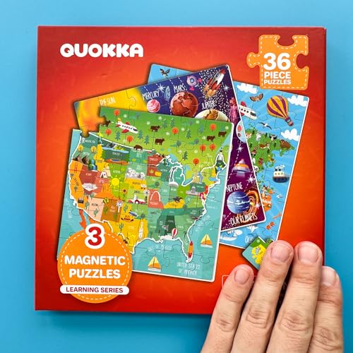 QUOKKA Magnetic Puzzles for Kids Ages 4-6 – 36 Pieces Sudoku Toddler Puzzles Ages 2-4 – Travel Games for Kids 3-5 – Map USA Space World Toddler Travel Toys – Car Airplane Road Trip Games for Childrens - style: 3. MAPS 36 PCS
