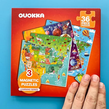 QUOKKA Magnetic Puzzles for Kids Ages 4-6 – 36 Pieces Sudoku Toddler Puzzles Ages 2-4 – Travel Games for Kids 3-5 – Map USA Space World Toddler Travel Toys – Car Airplane Road Trip Games for Childrens - style: 3. MAPS 36 PCS
