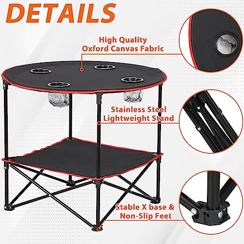 ZenStyle Indoor Outdoor Pop Up Portable Folding Picnic Table Camping Beach Table with Cupholders & Storage Bag