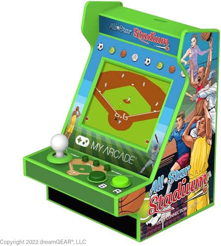 My Arcade All Star Stadium Nano Player- Portable Mini Arcade Machine with 207 Retro Games, 2.4" Screen, Green, Tiny Arcade - style: All Star Stadium