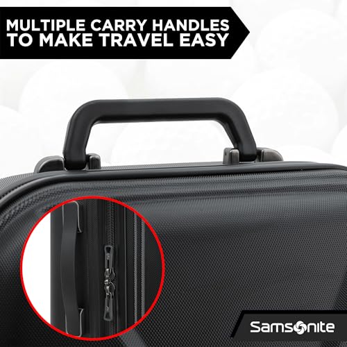 Samsonite Tour Pro Golf Hard Case Travel Bag | Lightweight, Durable ABS Shell, 360 Degree Multi-Directional Shark Wheels - color: Jet Black