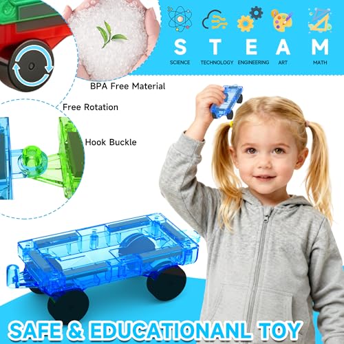 Mini Magnetic Tiles Cars Construction Set - 8 PCS Magnetic Car Base Compatiable with Mini & Standard Tiles, Magnet Building Blocks Expansion Set, Magnet Bricks Truck Toy for Boys & Girls - style: Magnetic Cars