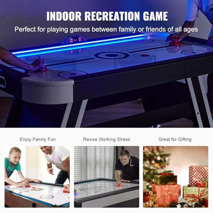 Happybuy 72" Air-Powered Hockey Table, Indoor LED Hockey Game with Electronic Score System, Includes 2 Pucks and 2 Pushers, Arcade Set for Kids and Adults, Ideal for Game Room