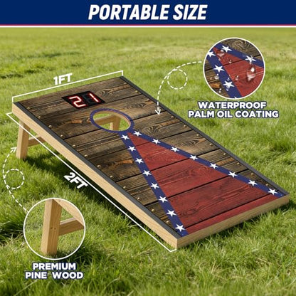Electronic Cornhole Board Set (2x1ft) - Automatic Scoring Corn Hole Game for Adults & Kids - Infrared Sensing Wood Set with 8 Bags & Carry Case for Backyard, Party & Tailgates