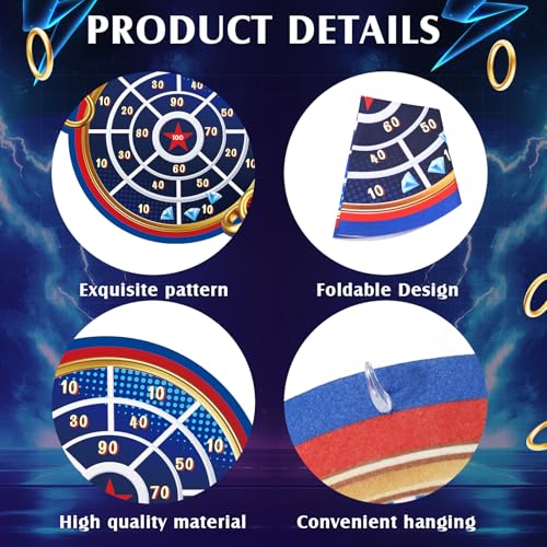 RoundFunny 27.5'' Large Dart Board for Adults Blue and Golden Rings Dart Board with Sticky Balls Indoor Outdoor Funny Party Game Birthday Gifts