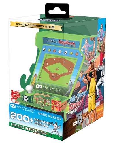 My Arcade All Star Stadium Nano Player- Portable Mini Arcade Machine with 207 Retro Games, 2.4" Screen, Green, Tiny Arcade - style: All Star Stadium