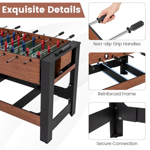 GYMAX Multi Game Table, 54 Inch Foosball & Billiards 2-in-1 Swivel Combo Game Table, Space-Saving, Premium Material, All Accessories Included for Home Game Room Office