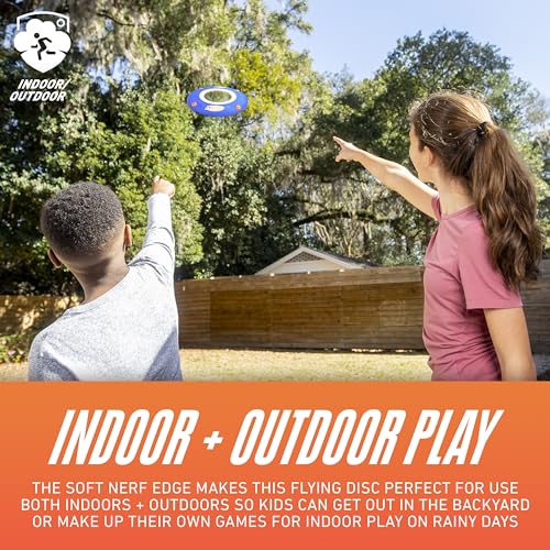 Nerf Kids Soft Flying Disc - Sonic Slinger Indoor + Outdoor Flying Disc Toy for Kids - 11" Inch - Super Lightweight Construction for Indoor + Outdoor Use - Howls When Thrown