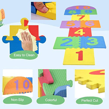 Hopscot Playmat Kids Foam Play Mat,Soft & Non-Toxic Interlocking Puzzle Play Mats EVA Exercise Mat,10 Large Number Foam Tiles (12" by 12" Blocks)