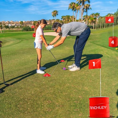 A11N SPORTS Finchley Backyard Golf Chipping Game | Portable 9 or 6 Holes Yard Golf Course for Outdoor, Lawn, Beach, Park | Golf Gifts for Men Women - size: 9 Buckets