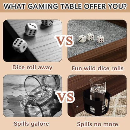63" x 40" Solid Wood Board Game Table for 4–6 Players with Removable Table Top, Gaming and Dining Table for Card Games, DND, Poker, Puzzles, Non-Slip Play Mat, Rotating Cup Holders, Rustic Brown