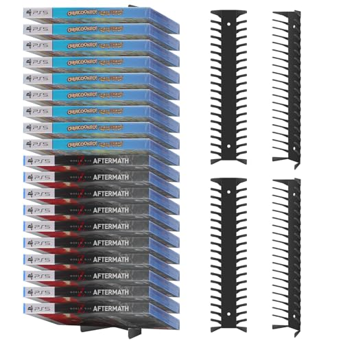 4 Pack Wall Mount DVD Storage Shelf for , CD & Video Game Case - Heavy-Duty Metal CD Rack for PS5 PS4 Xbox Switch - Floating DVD Media Storage Holder & Game Organizer for Gaming Room, Holds 76 Discs - size: 4-Pack