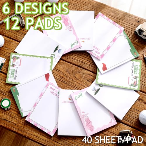 Ctosree 12 Pcs Golf Sticky Notes Pads Golf Gifts for Women Teen Girls Teams Rewards Party Favors Decor Supplies Memo Sticky Notes for Practice Reminders Office to Do Lists, 3.94 x 5.51 in 6 Designs - style: Golf