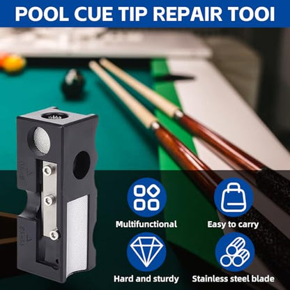 11-in-1 Pool Cue Tips Replacement Kit, Billiards Pool Cue Tip Shaper, Portable Pool Table Accessories for Pool Cue Tip Replacement and Shaping, Pool Cue Tip Repair Kit for Billiard Enthusiasts