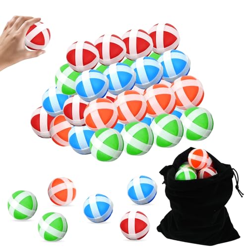 Sticky Balls for Fabric Dart Board,1.33" Non-Toxic Hook and Loop Wiffle Golf Balls,Safe Alternative to Darts for Indoor Outdoor Throwing Play,Party Family Toys with Storage Bag