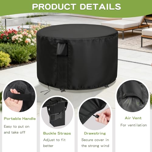 Patio Furniture Covers Round, 36 Inch Outdoor Round Dinner Table Cover Waterproof, Rounds Patio Coffee Table Cover for All Weather Resistant - 36 x 28 Inch - size: 36" DIA x 28" H