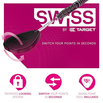 Target Darts Soft Tip to Swiss Point Dart Conversion Set, Black/Silver – Soft Tip Dart Points Converter Tool, Repointing Soft Tip to Steel Tips 2BA Thread – Tungsten Billet Tips, Swiss Point Tool - color: Other