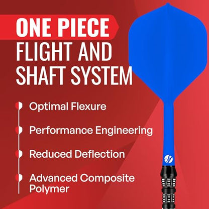 Shot! Darts Flight Deck One Piece Dart Flight and Shaft System, Reduced Deflections, Standard Shaped Flight (350 Micron) Available in Set of 3 - color: Blue, size: Inbetween