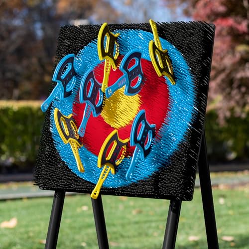 EastPoint Axe Throwing Game Set - 5 ft Tall Pack of 8 - Precision Bristle Catcher & Axe Target - Foam Throwing Axes & Outdoor Games for Adults - Alloy Steel Frame & Storage for Yard Activities