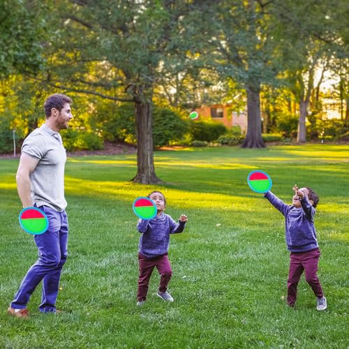 Ayeboovi Toss and Catch Ball Set Outdoor Games for Kids Toys Yard Games Beach Pool Toys with 12 Paddles 8 Balls for 3 4 5 6 7 8 + Year Old Boys Girls Toys Gifts