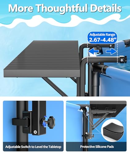 BoYata Pool Bar, Above Ground Pool Side Bar, 49.4×9.6" Galvanized Iron Poolside Table Holds 110LBS, Swim Up Bars Fit Top Rails 4.48" or Less, Frame Above Ground Round & Oval Swimming Pools Accessories - color: Black