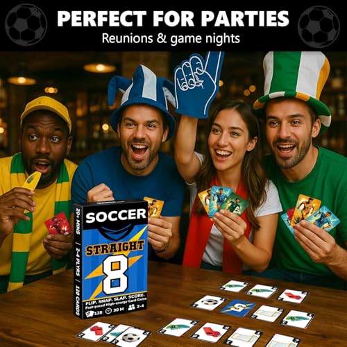 Quokka Soccer Fast-Paced Card Game for Kids & Adults – 128 Cards & Easy Rules – Quick & Fun Matching Game – 2-4 Players – Ages 8+ – Perfect for Family Games Night, Travel and Parties - color: Soccer