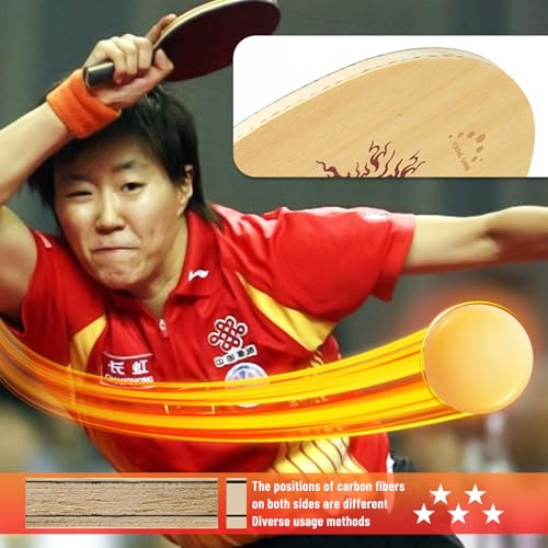 YAN-Wang Professional Ping Pong Paddle,Oneside is External and Otherside is Built-in Arylate Carbon Table Tennis Racket,for Intermediater and Advanced Players or Enthusiast (Single Racket)