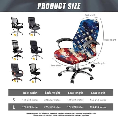 Office Chair Cover America 250th Birthday, Stretch Computer Desk Chair Slipcover Universal Executive Boss Chair Cover Anti-Dust Removable Rotating Slipcover - color: America 250th Birthday, size: Small