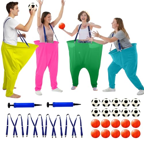 Granny Pants Yard Game Set for Adults - with Thickened Upgraded Bouncy Balls, Straps & Game Manual, Fun Outdoor Party Games for Family Backyard Gatherings（2pcs/4pcs） - size: 4PCS