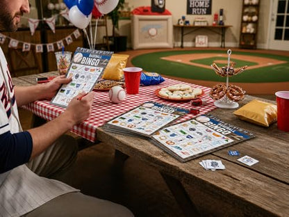 Baseball Bingo Game, Baseball Party Games Cards for Adults, Sports Party Games, Birthday Bingo, 24 Players (B06) - color: Baseball