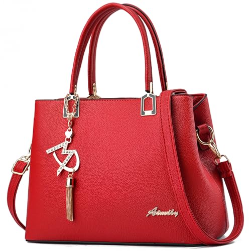 Womens Purses and Handbags Shoulder Bags Ladies Designer Top Handle Satchel Tote Bag - color: Liz Red